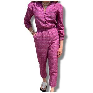 LaMand Women’s Size 0 Vanessa Jumpsuit Palmetto Plum Purple Long Sleeve